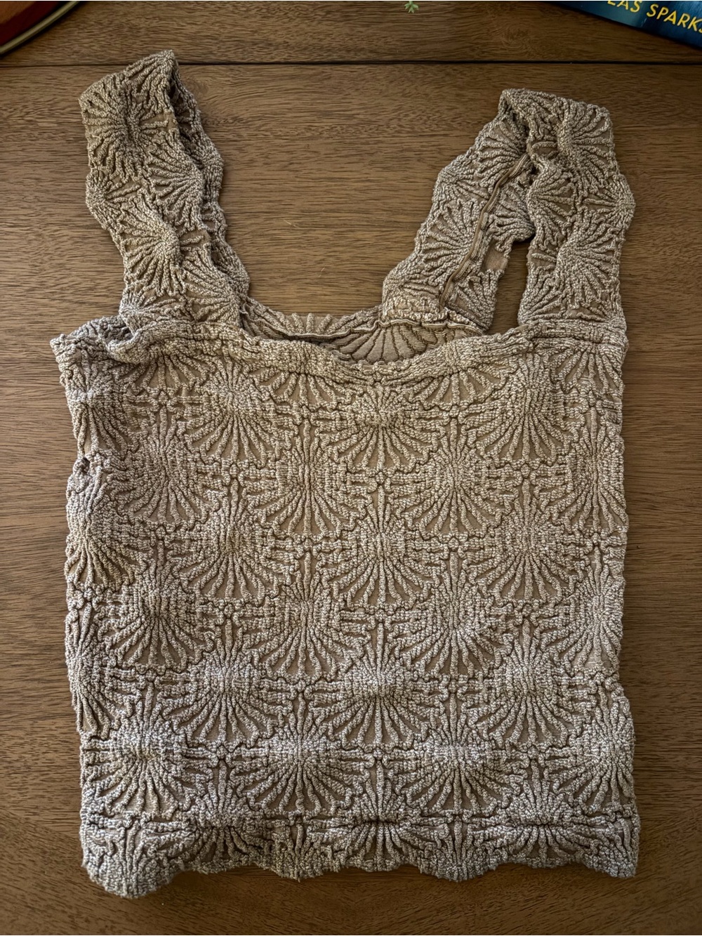 Free People Textured Square Neck Taupe Women’s Tank Top - Picture 4 of 7